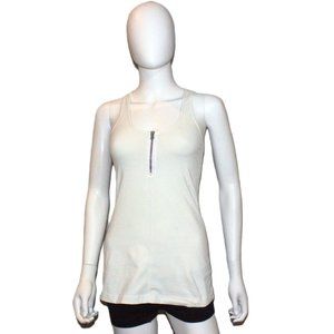 Lululemon “This Is Yoga” Racerback Tank | Off White with Purple Zipper | Size 6